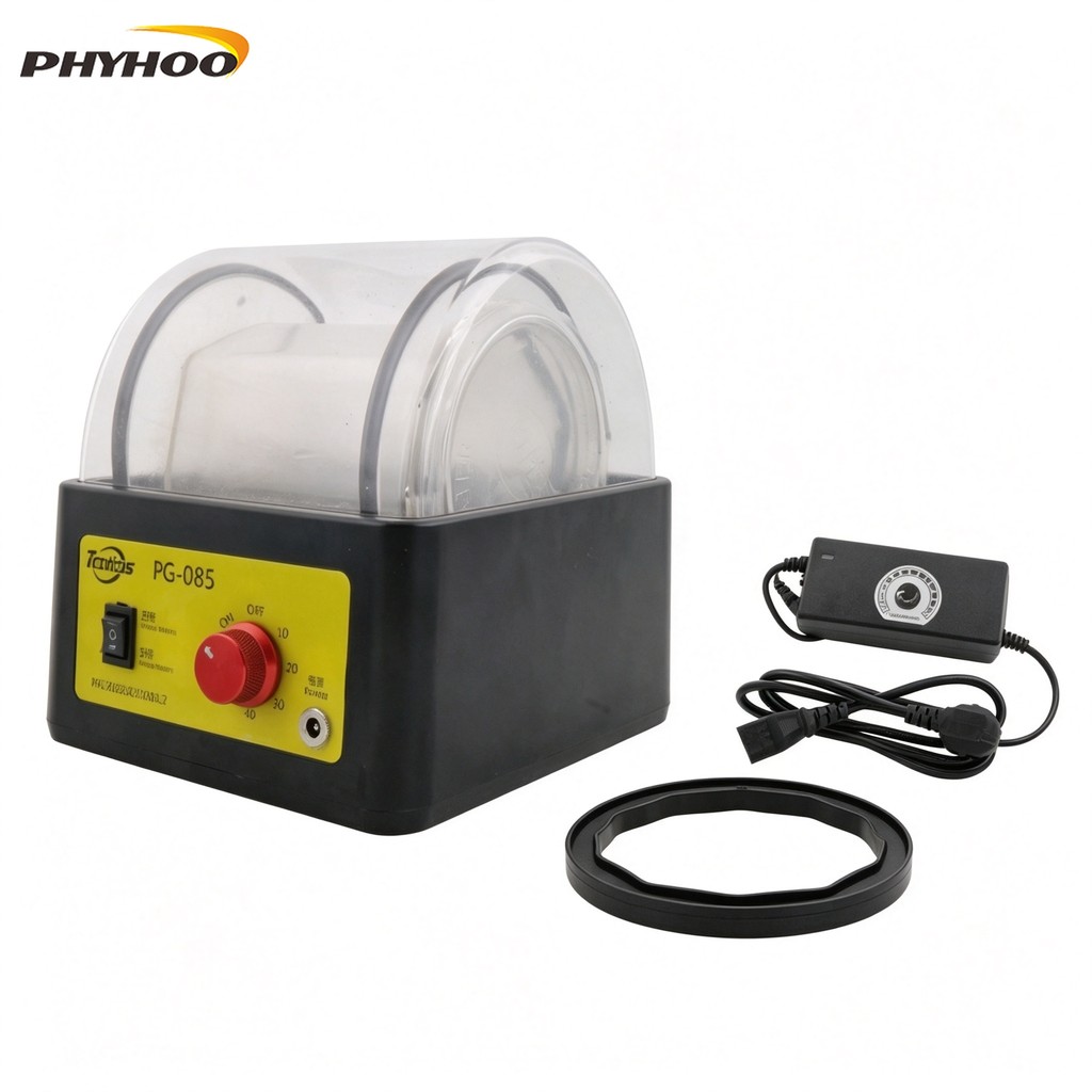PHYHOO PG-085 Mini Rotary เครื่องประดับ Tumbler Polisher, 0.85L ความจุ 100-268RPM ปรับโลหะ Jewellery