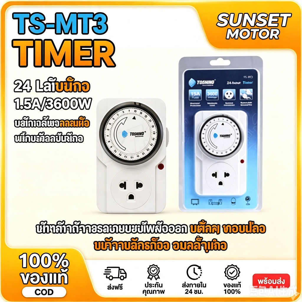 ส่งด่วน/ส่งทันที TOSHINO ปลั๊กตั้งเวลา TS-MT3 TIMER / Ea-Es ปลั๊กนาฬิกา TIMER plug ปลั๊กไฟ