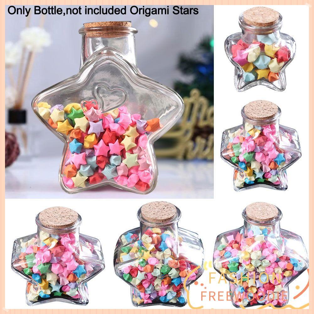 FREEWOODIE Wishing Bottle, Stars Shape Craft Origami Stars Glass Bottle, Mini Pentagram Storage Bott