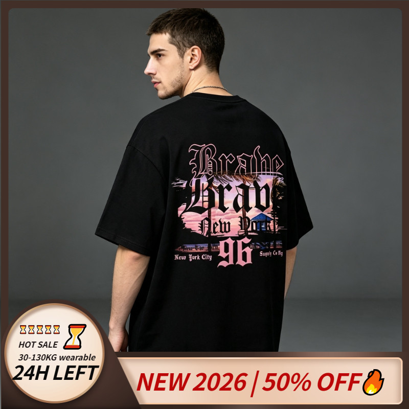 M-8XL American Creative Letter พิมพ์เสื้อแขนสั้นผู้ชายแนวโน้ม Hip-hop แขนสั้นเสื้อยืดชายหลวมเสื้อยืด Oversize