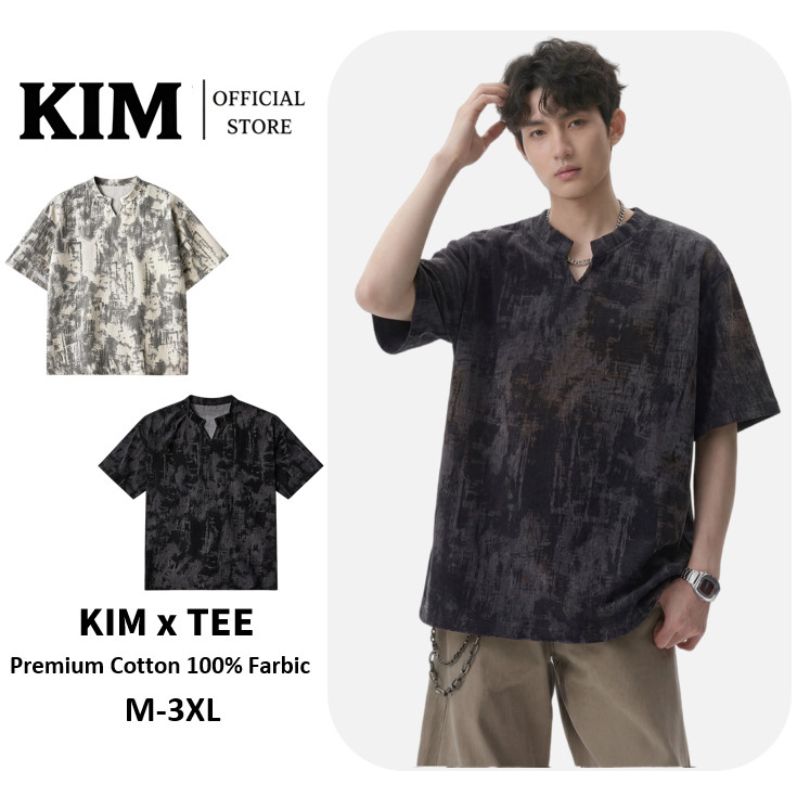 เสื้อยืดหลวมมัดย้อมอินเทรนด์ที่เรียบง่ายของเกาหลี
