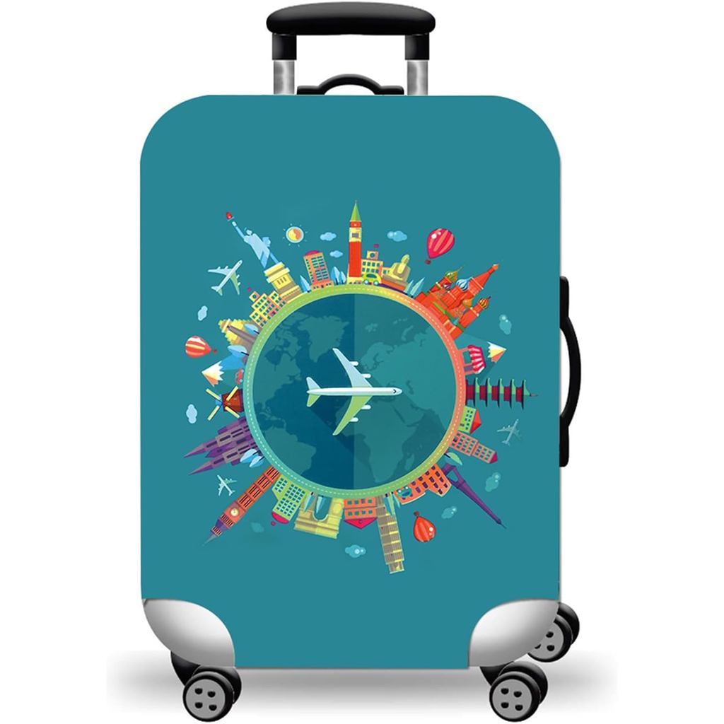 WUJIAONIAO ผ้าคลุมกระเป๋าเดินทาง Baggage Suitcase Cover Protector Skins 18-32 นิ้ว (A15 Go Travel, S