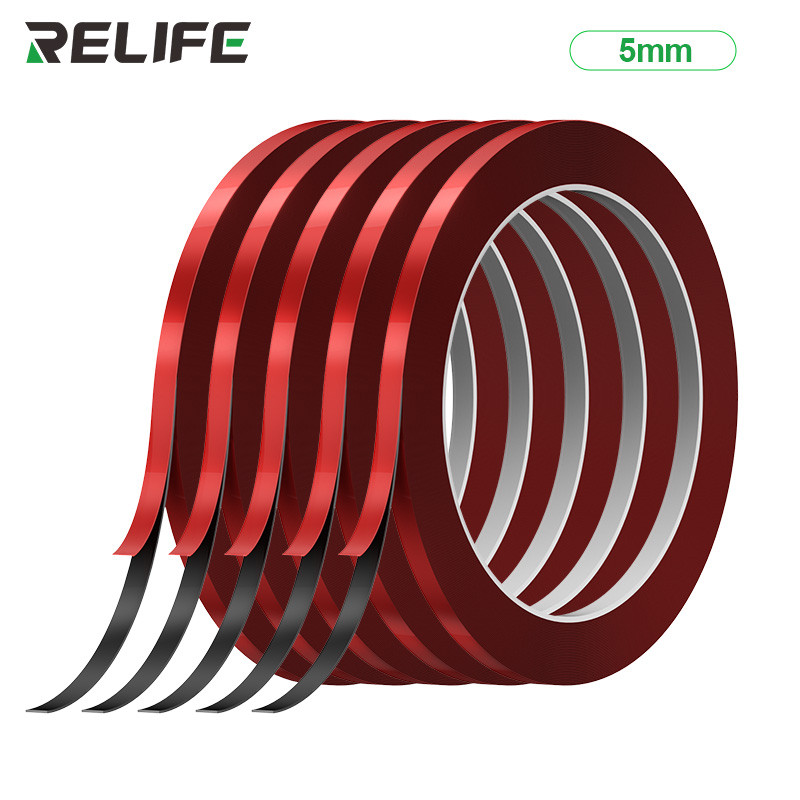 เทปกาวสองหน้าโฟมมือถือ เทปกาวโฟมดำ ฟิล์มสีแดง Relife HX2 2mm/3mm/5mm กล่องละ5ชิ้น เทปกาวโฟมปิดขอบจอ เทปกาวสองหน้าโค้งจอ