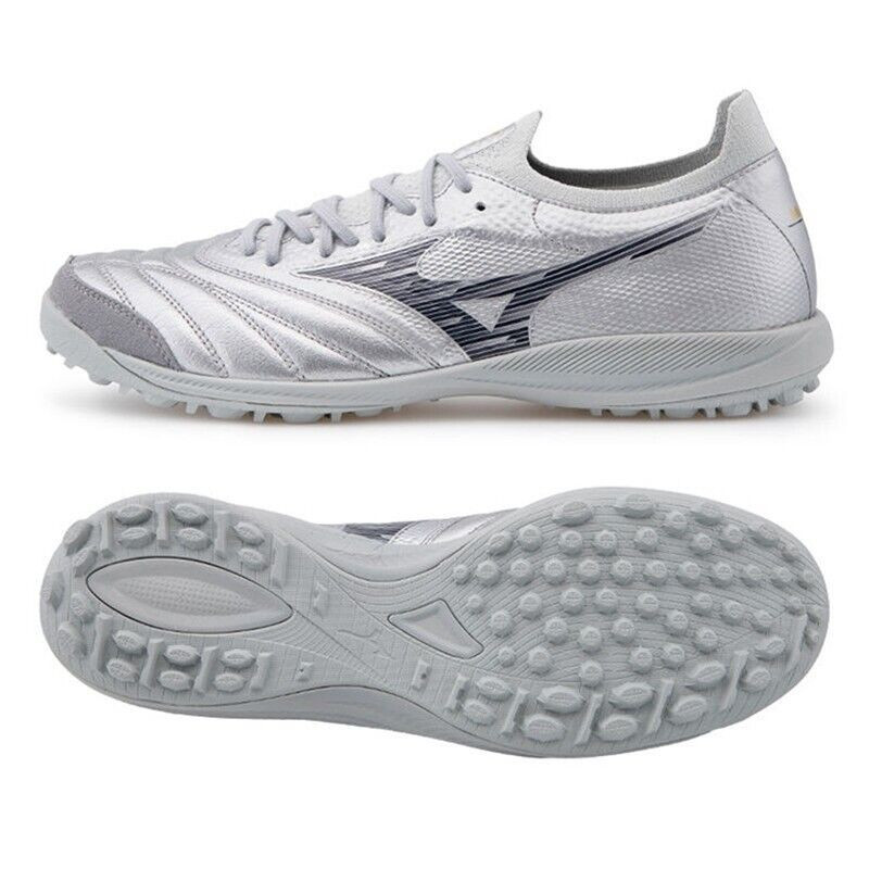 5D8X Mizuno Morelia Neo Sala Beta TF Q1GB251004 Japan Silver Mens Futsal Shoes Soccer With Box