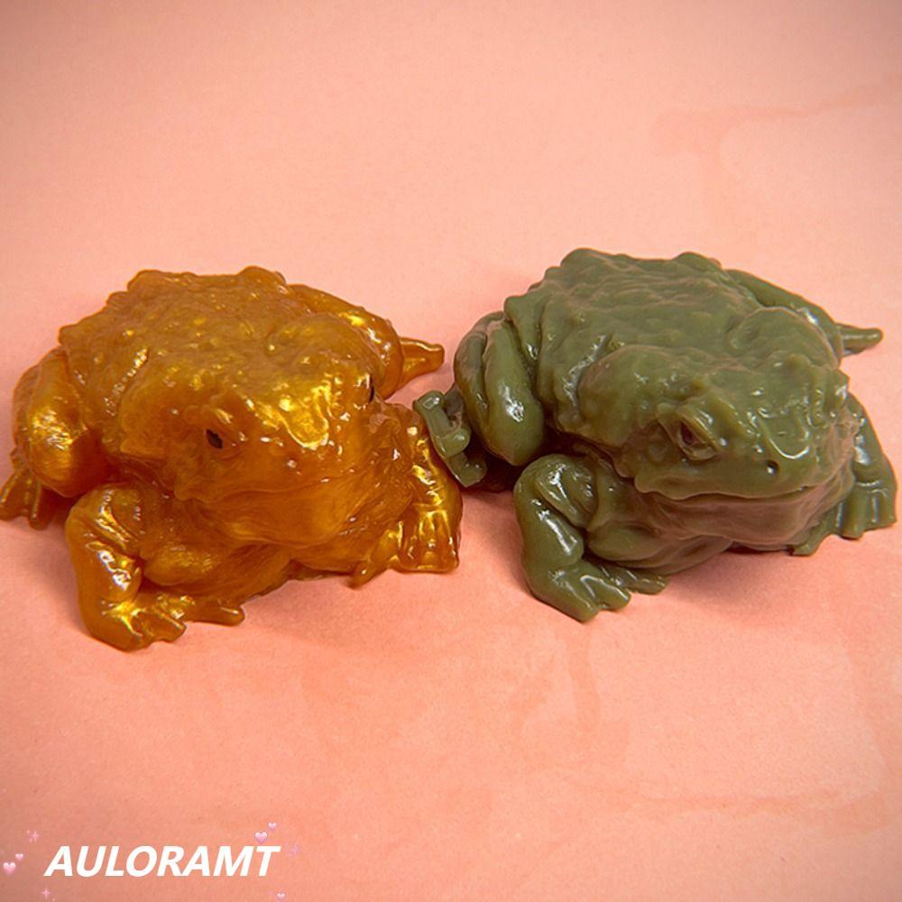 AULORAMT กบบีบ,คางคก Sticky Frog SimulationToy,ตลกความเครียดบรรเทานุ่มของเล่นบีบอัดของเล่นหากิน