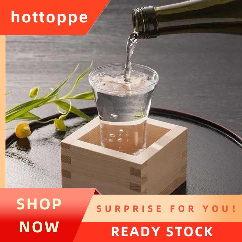 hottoppe4pcs ญี่ปุ่น Hinoki ไม้สาเกกล่องไม้ Masu Hinoki Wook สําหรับสาเกแช่เย็นพร้อมข้อต่อที่เชื่อมต