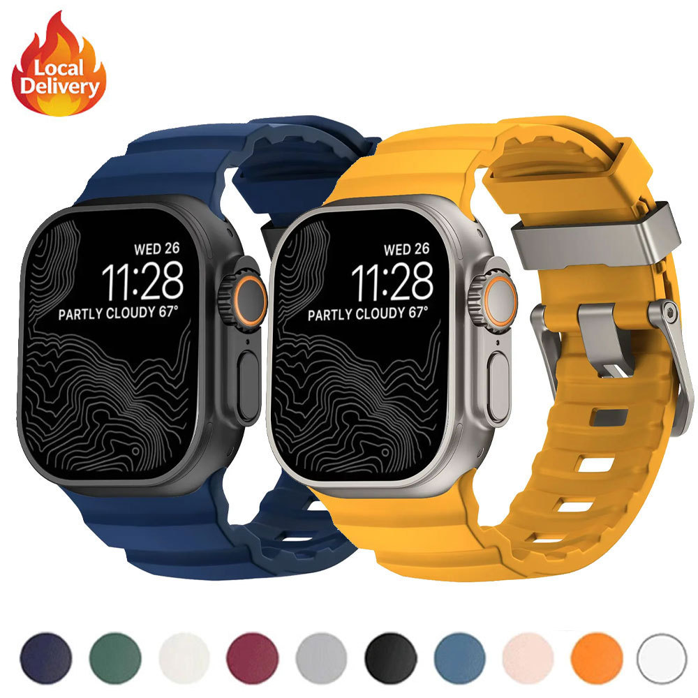 [ส่งไว] สายรัดซิลิโคน Forr Apple Watch Ultra 49mm-38mm สำหรับ iWatch S11 S10 ซีรีส์ 9 8 7 6 5 4 SE 3 2 1
