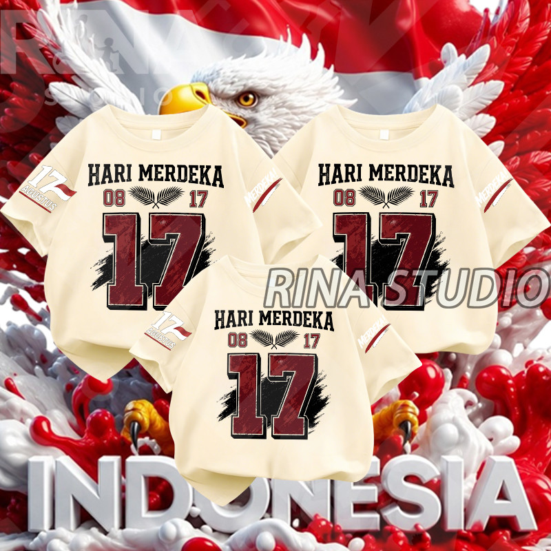 MERAH พร้อมส่งสต๊อก | RINA STUDIO เสื้อยืดสีแดงคอกลมแขนกลาง INDEPENDENCE DAY motif 08 17 RINA STUDIO