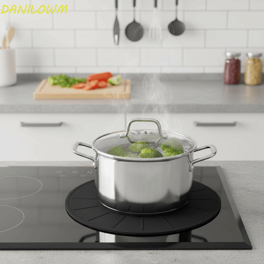 DANILOWM ฝาครอบป้องกันเตาแม่เหล็กไฟฟ้า,รอบรอยขีดข่วนทนเหนี่ยวนํา Cook-top Mat, ทนทานลื่นซิลิโคนไฟเบอร์กลาสทนความร้อนหม้อหุงข้าวแผ่นป้องกัน Home