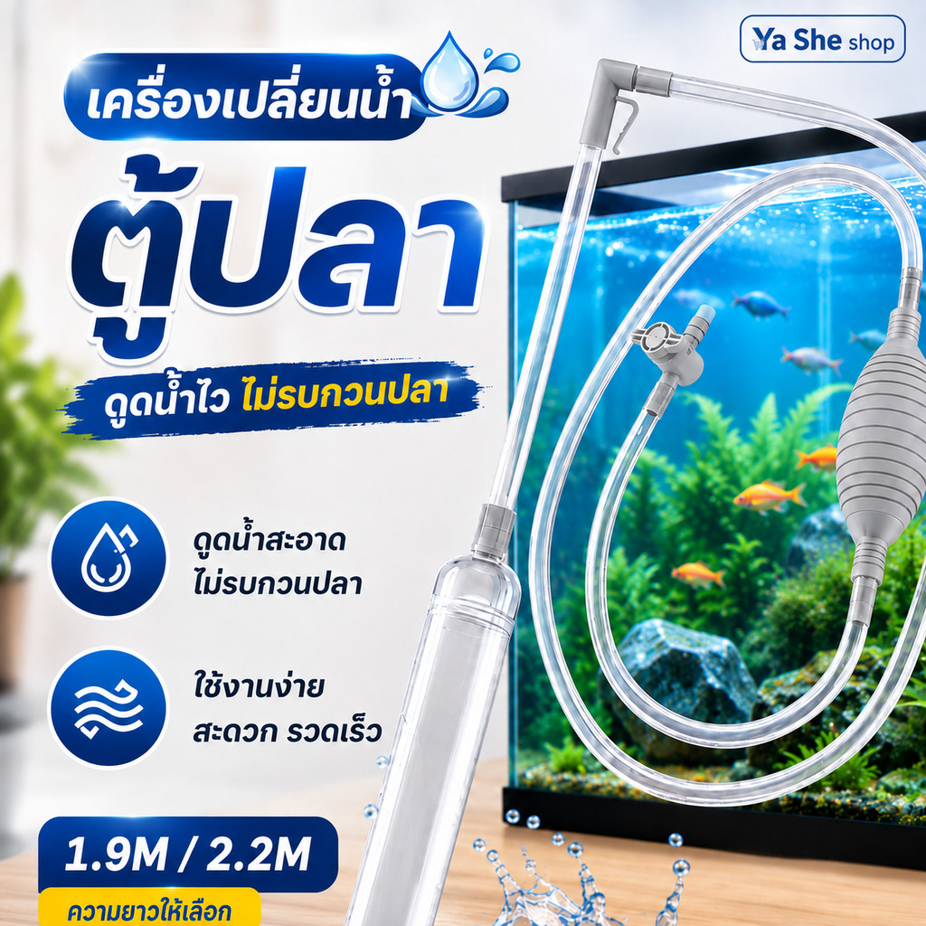 จัดส่งจากกรุงเทพ กาลักน้ํา ดูดขี้ปลา ตู้ปลา เครื่องถ่ายน้ำตู้ปลา ล้างทราย เปลี่ยนน้ำตู้ปลา 1.7m 1.9m 2.2m 2.6m