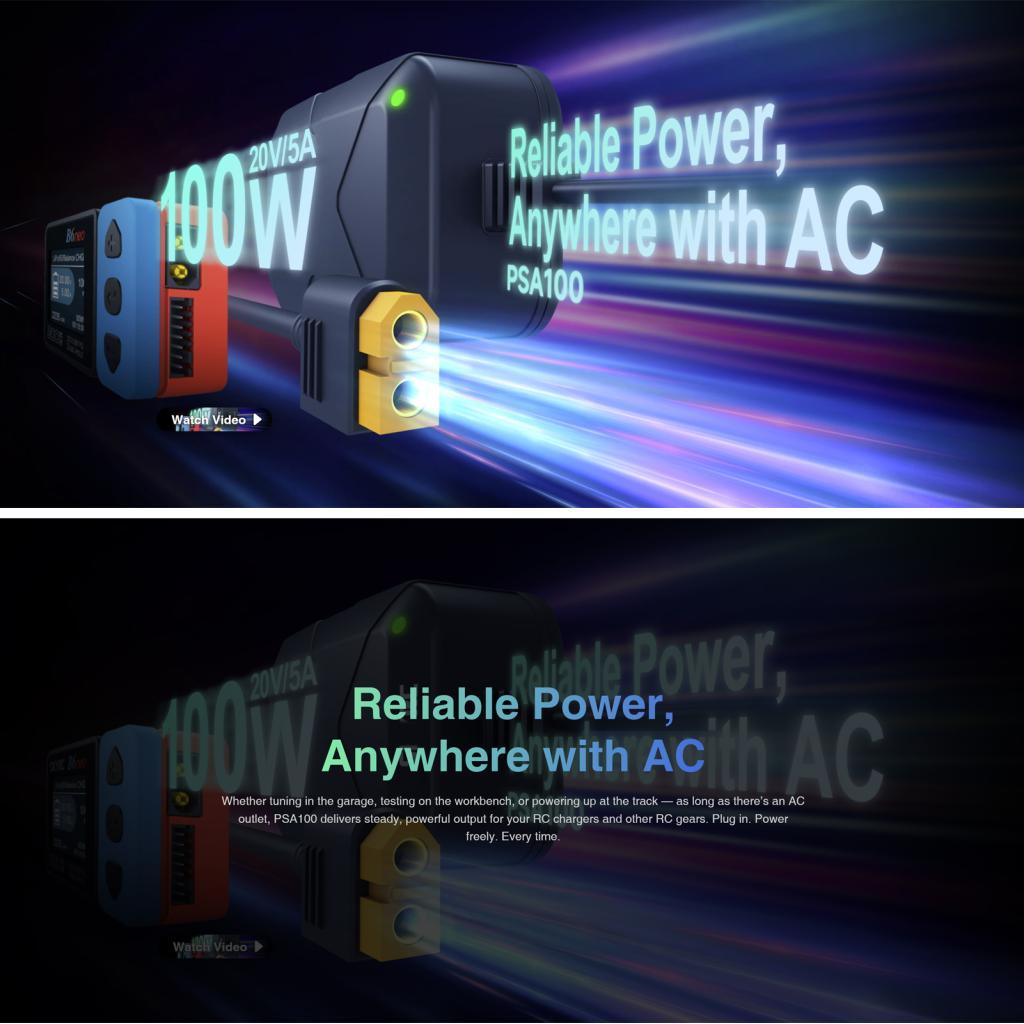 GoolRC PSA100 Power Adapter DC 100W 50/60Hz 100-240V AC อินพุต 20 V/5A เอาต์พุตพร้อม XT60 ปลั๊ก B6ne