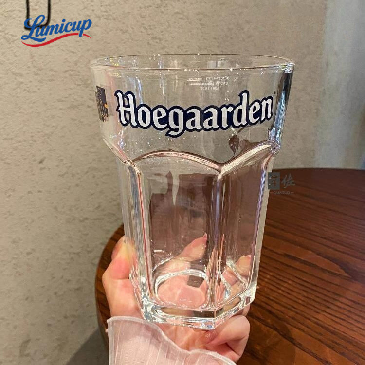 แก้วเบียร์ Hoegaarden กระจกหนา 3 ขนาดใหญ่/กลาง/เล็ก แก้วเบียร์ขาว น้ำผลไม้ น้ำอัดลม สไตล์บาร์คลาสสิก