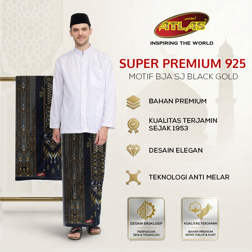 ATLAS Super Premium 925 A9 BJA SJ ผ้าซิ่นสีดําทอง