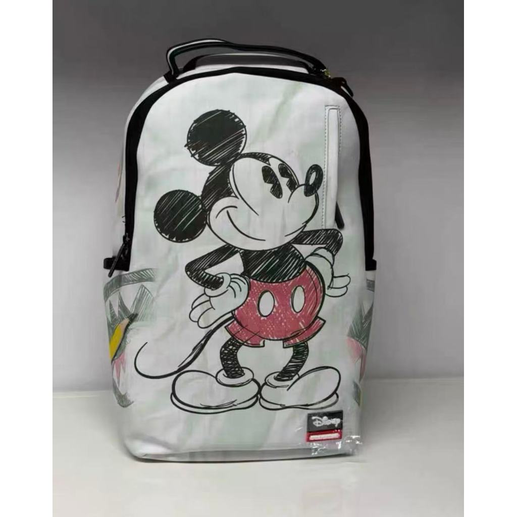 SG Sprayground Shark Mouth Backpack Disney Co-Branded Mickey Old Pattern Backpack