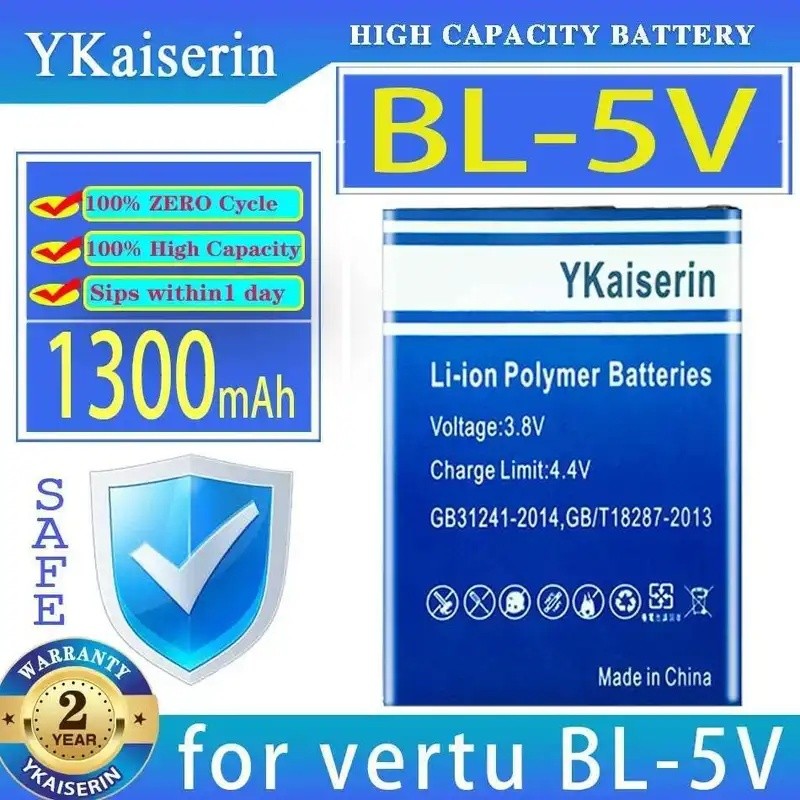 BL-5V BL-5CV BL-4CV แบตเตอรี่โทรศัพท์มือถือที่ทนทานสําหรับ Vertu 1300Mah