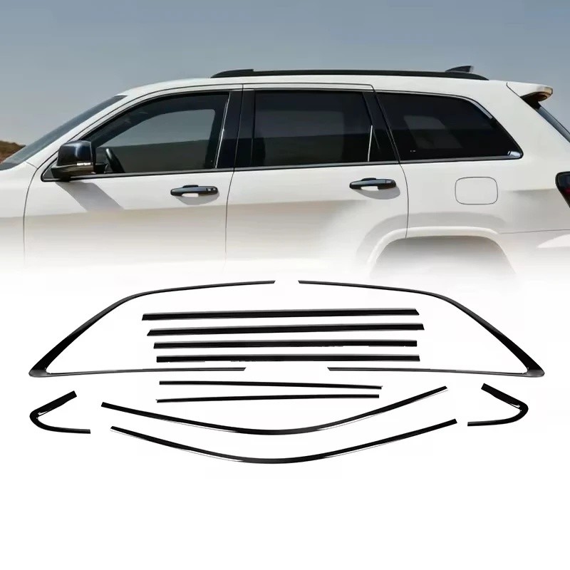 NW4J Original Auto Parts สแตนเลสหรูหราสีดําประตู Chrome windows Trim สําหรับ WK2 2011-2021