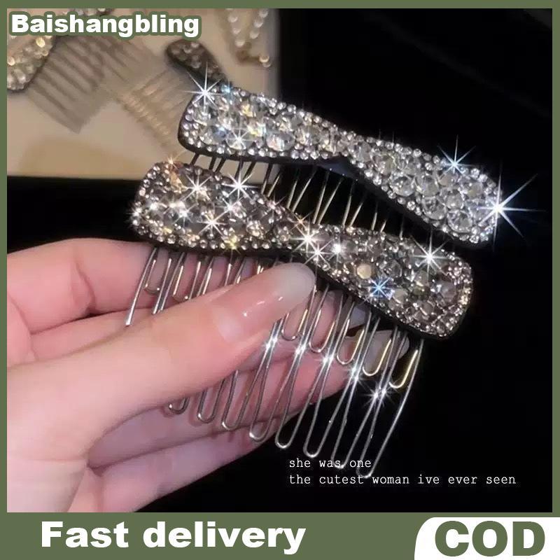 BSBL Handmade Rhinestone Bow Bangs กลับหัวหวีประณีตที่ไม่ซ้ํากัน Hairpin สําหรับผู้หญิง Art Photo ยิ