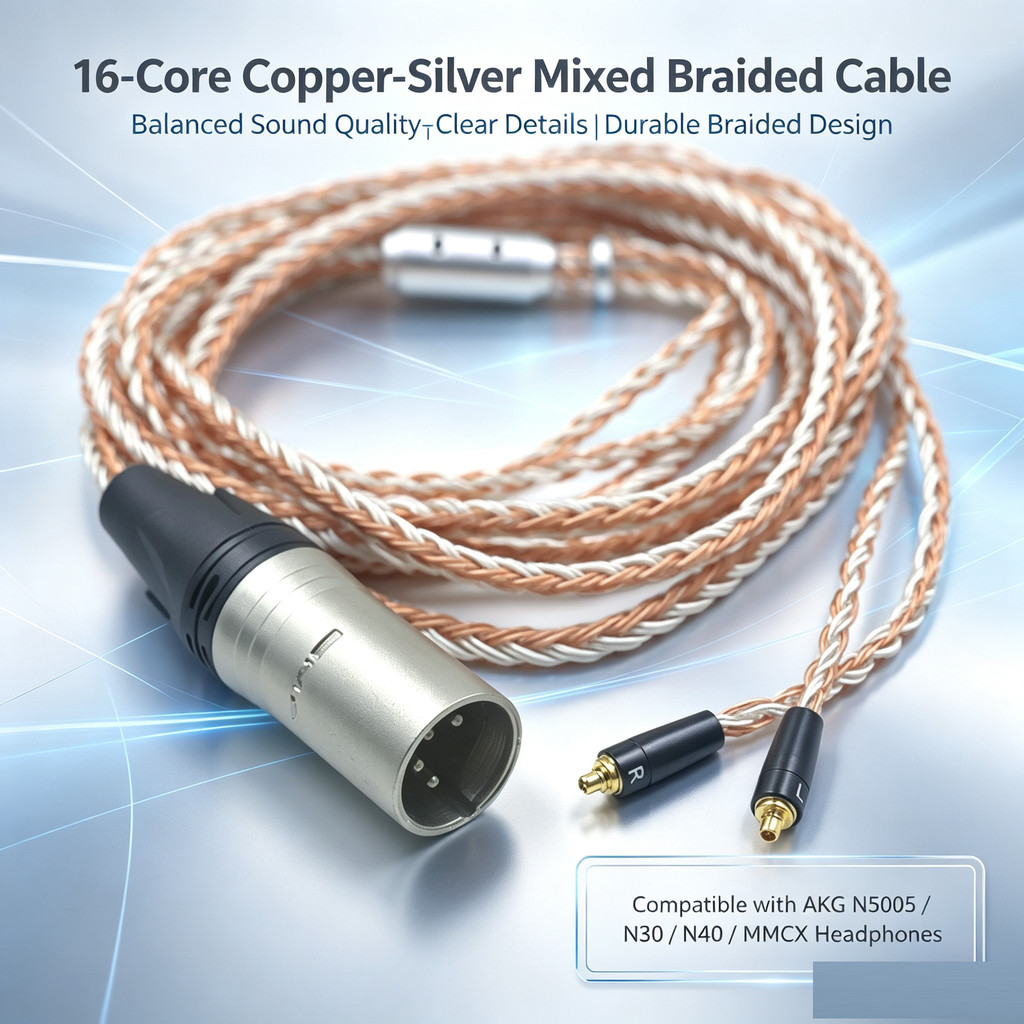 16 Core 7N OCC ทองแดงเงินผสม XLR 4.4 มม.2.5 มม.3.5 มม.Balance หูฟังหูฟังสําหรับ AKG N5005 N30 N40 MM