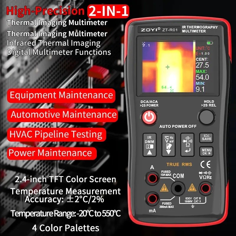 UG2P ZOYI ZT-R01 two-in-one อินฟราเรดความร้อนการถ่ายภาพมัลติมิเตอร์อุตสาหกรรมไฟฟ้าชั้นความร้อนแผงวงจ