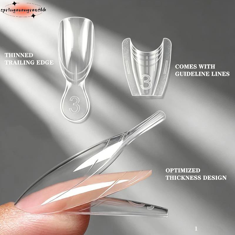 SPING Dual-Form เล็บ Extension รูปแบบ 168 ชิ้น 14 ขนาด Fast ขยายเล็บแม่พิมพ์ Clear สําหรับ Home Salo
