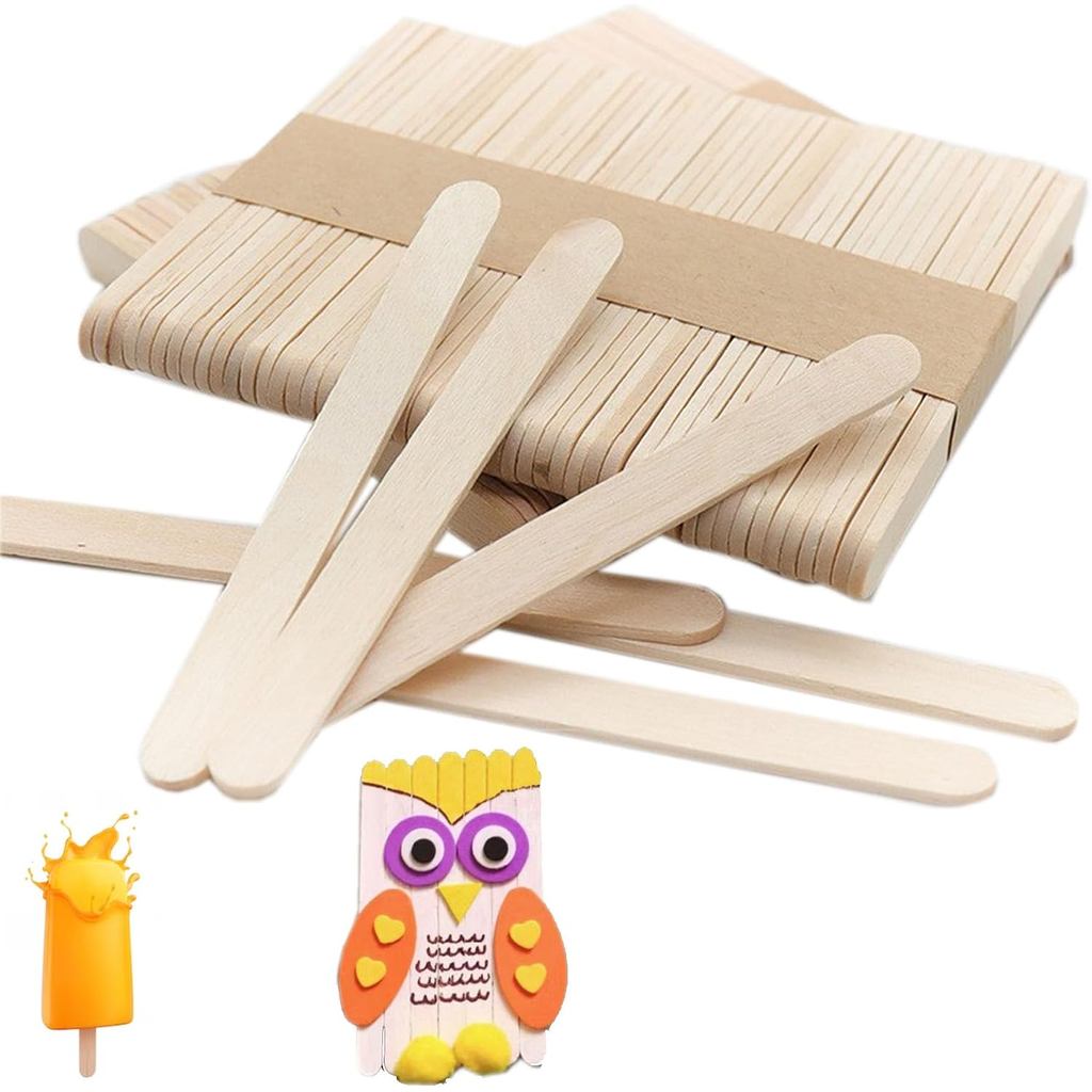 200 ชิ้นไม้ Sticks สําหรับไอศกรีมลิ้น Depressors Lollies Wax DIY Art Lollipop ไม้หัตถกรรม (9.3 x 1 C