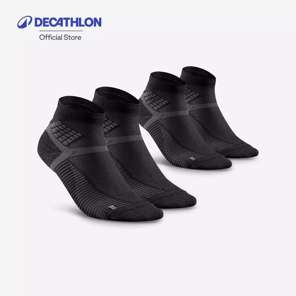 Decathlon Hiking Socks - Hike 500 Mid Black X2 Pairs ถุงเท้าหุ้มข้อสำหรับใส่เดินป่ารุ่น Mh500 แพ็ค 2 คู่ - Black