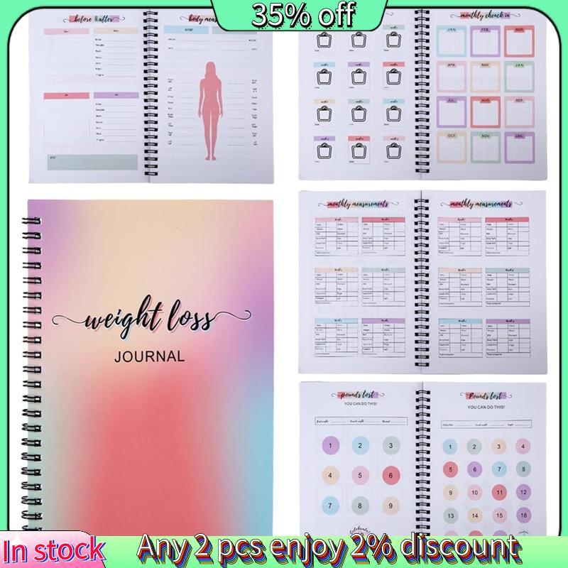 Hot-12 Month Weight Loss Journal สําหรับผู้หญิง, Pounds Lost and Body Measuring Tracker - A5 (Spiral