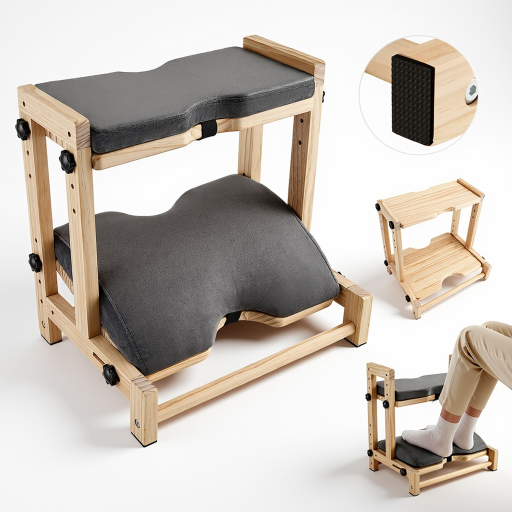 คุณภาพสูง ที่พักเท้าใต้โต๊ะไม้ 2 ชั้น ปรับสูงได้ 4 ระดับ พร้อมเบาะนุ่ม Ergonomic สำหรับสำนักงาน เล่นเกม อ่านหนังสือ