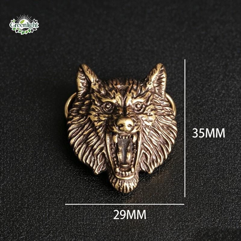 GRL Vintage Wolf Head ทองเหลือง Conchos Screwba ตกแต่ง Fastener สําหรับ Custom หนังกระเป๋าสตางค์เข็ม