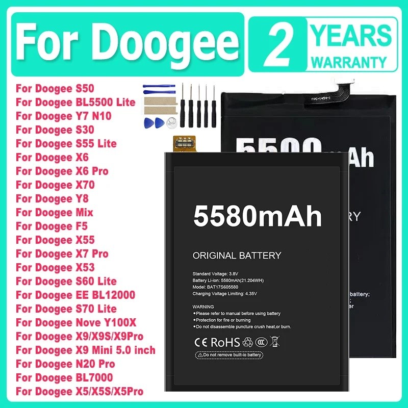 แบตเตอรี่สําหรับ Doogee X5 F5 X6 X7 X9 Y8 Y7 Y100X S30 S50 S55 S60 X53 X55 X70 S70 BL5500 BL7000 BL1