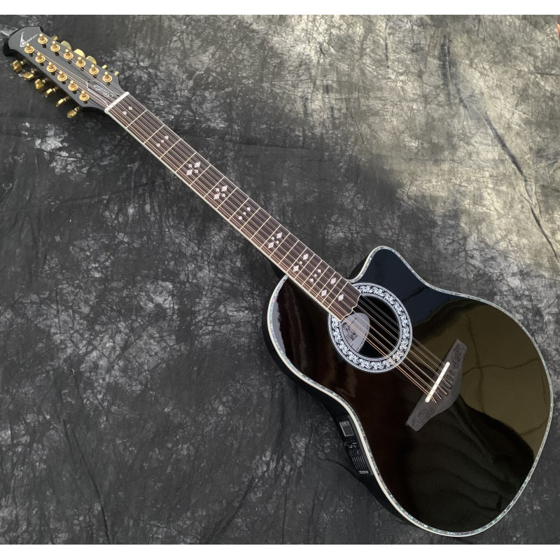 12 String Ovation กีตาร์อะคูสติก Abalone Inlays คาร์บอนไฟเบอร์เต่า EQ กีตาร์ Professional กีตาร์