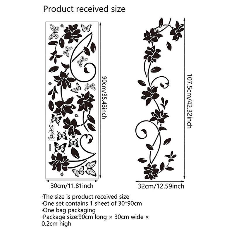 Kidating Floral Iris Vine Mirror Glass Stier ตกแต่งบ้านห้องน้ํา Self-กาว Wall Stier ใหม่