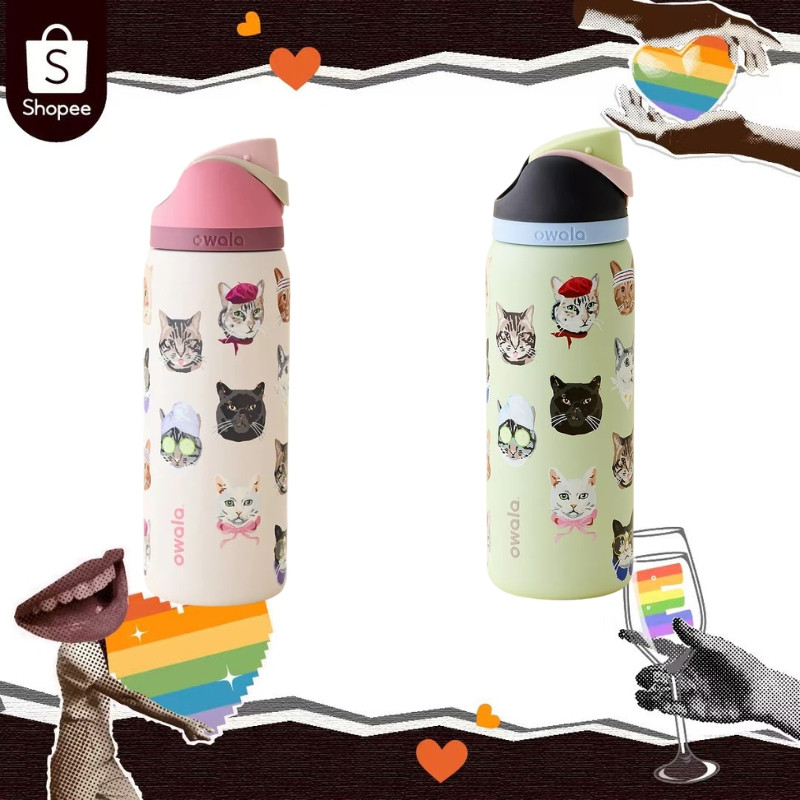 แท้100% Owala UO Exclusive Cat Collage 32oz Water Bottle แก้วน้ำ