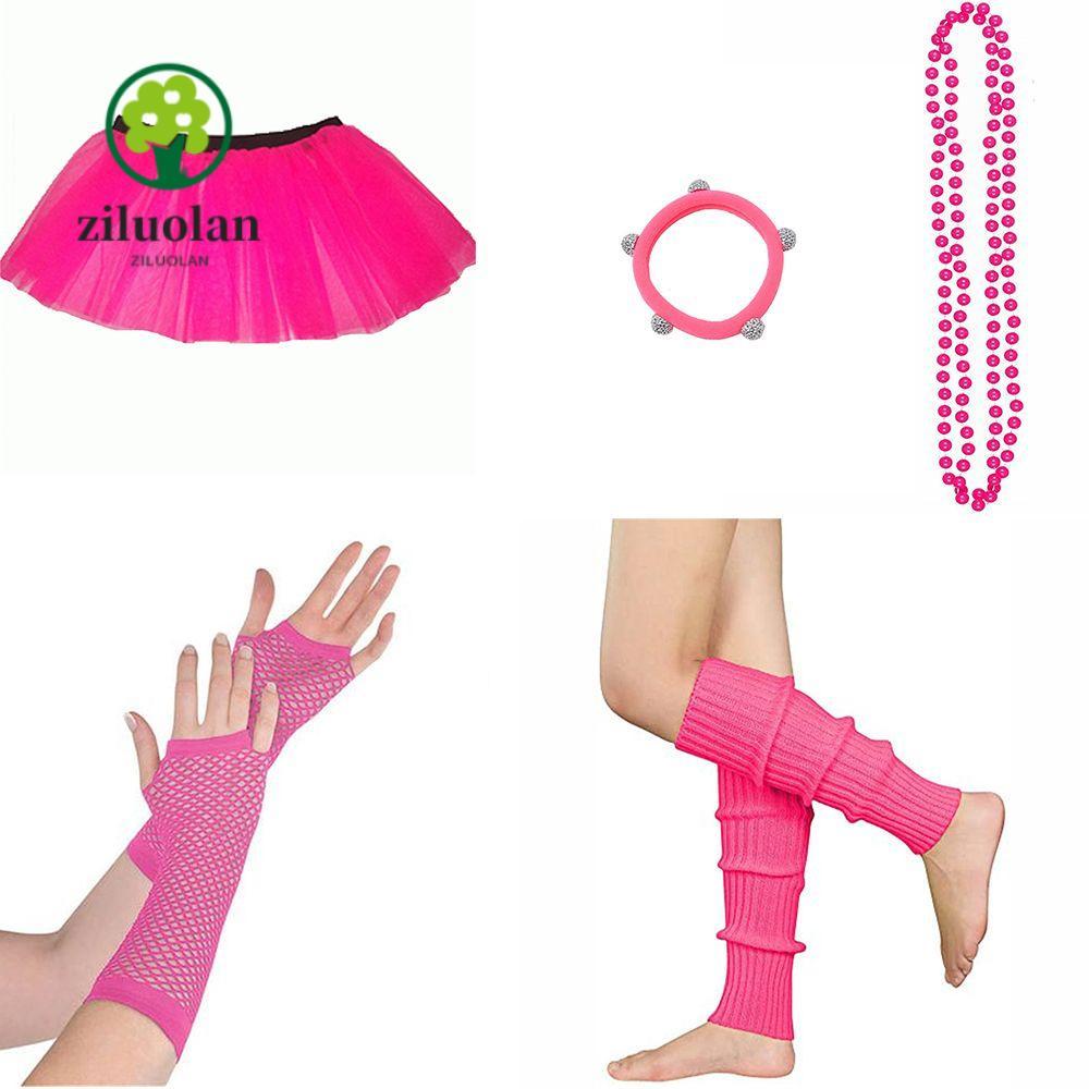 ZILUOLAN Neon 80s Tutu กระโปรงที่คาดผม Prom party Hen Party