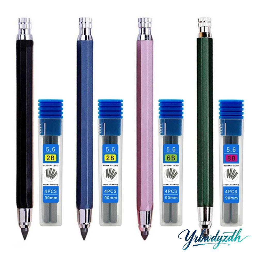 YRBWDYZDH ดินสอกด 2B/4B/6B/8B ดินสอ Refill Sketch 5.6 มม.การออกแบบการ์ตูนการเขียนการวาดภาพเครื่องมือ
