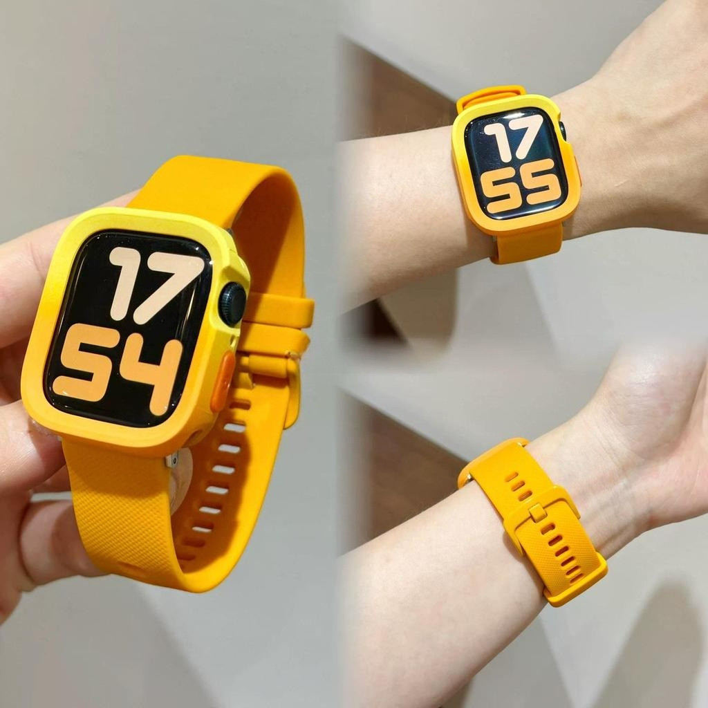 Candy Case + สายซิลิโคนสีสันสดใสสําหรับ Apple Watch Series 11 S10 42 มม.46 มม.Ultra3 49 มม.สําหรับ Iwatch 9 8 7 6 5 SE3 44 มม.40 มม.41 มม.45 มม.