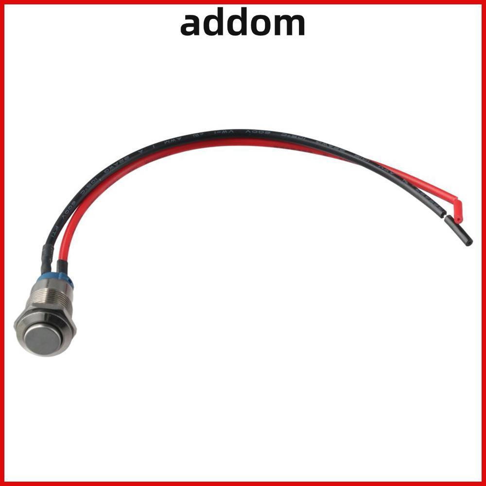 ADDOM สวิตช์ปุ่มกด, ล็อคตัวเอง 12 มม., 2A 12V/24V/125V/250V AC Prewired สแตนเลส
