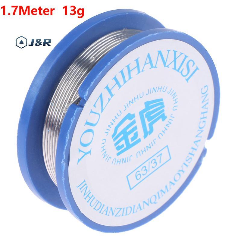 J & R> 1PC ลวดบัดกรีดีบุกตะกั่ว 0.8 มม.กว้าง 1.7 ม.ความยาว 2% 13g Flux Reel เชื่อมสายบัดกรีสําหรับบั