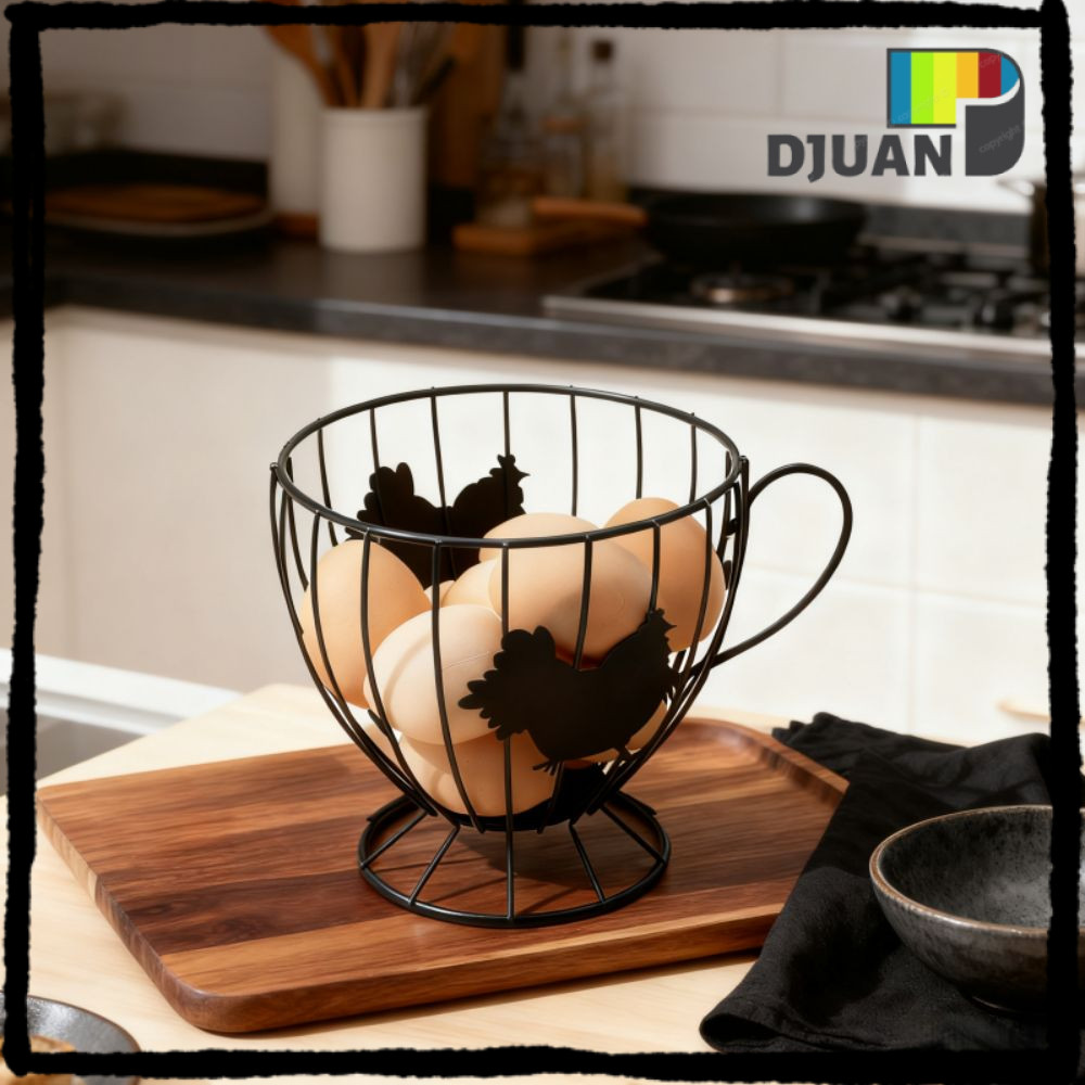 DUOJUAN Egg Storage Rack, Creative Large Capacity Egg Storage Basket, Hollowed-out Iron Coffee Capsu