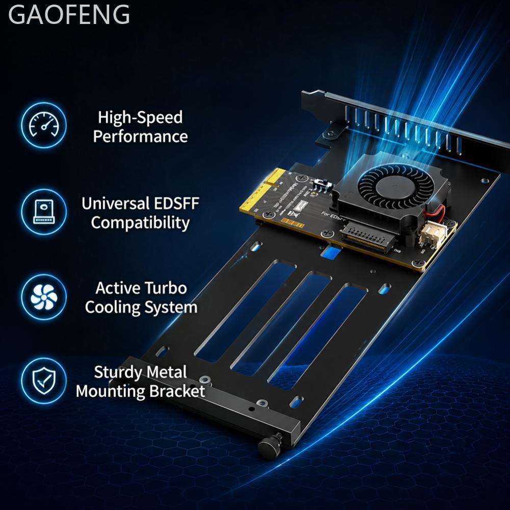 GAOFENG PCIe 5.0 x4 ถึง E1ส/จ3.S (EDSFF Gen-Z) การ์ดอะแดปเตอร์ SSD พร้อมพัดลมระบายความร้อนสําหรับเดส