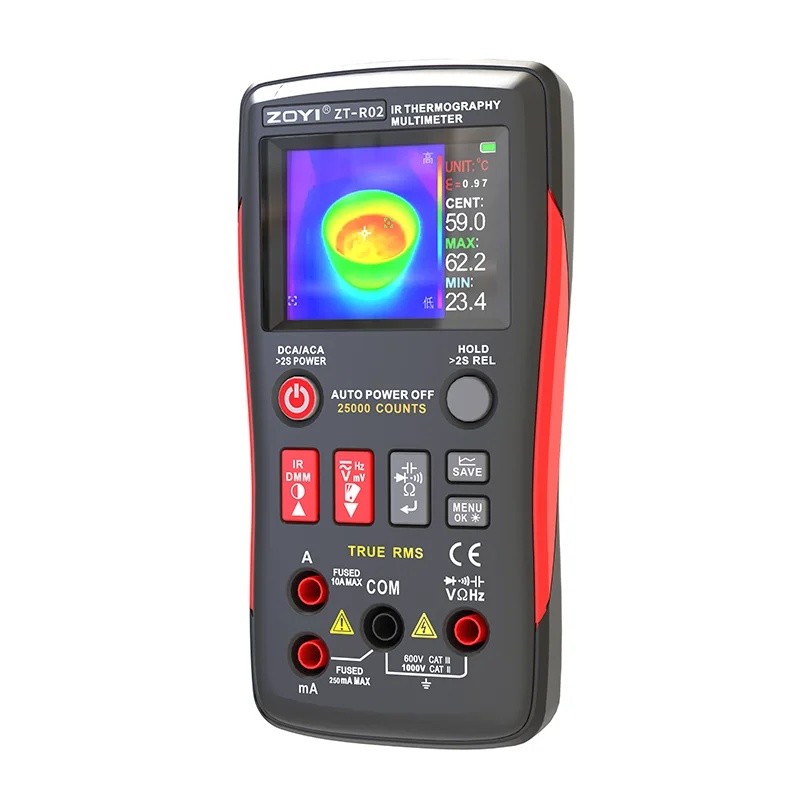 I6XR ZOYI ZT-R02 แบบพกพาความร้อน Imager มัลติมิเตอร์แบบดิจิตอล 2 in 1 IR ความละเอียด 240X240 96X96