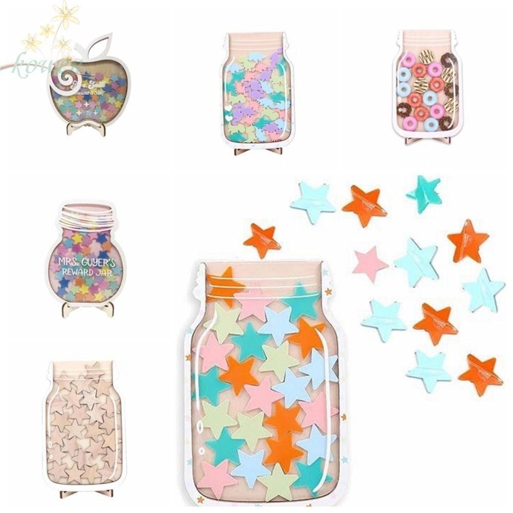 KOWEN Positive Behavor Rewards Jar, ไม้การ์ตูนเด็ก Star Reward Jars, ของขวัญเชิญพร้อมขายึด Heart Cla