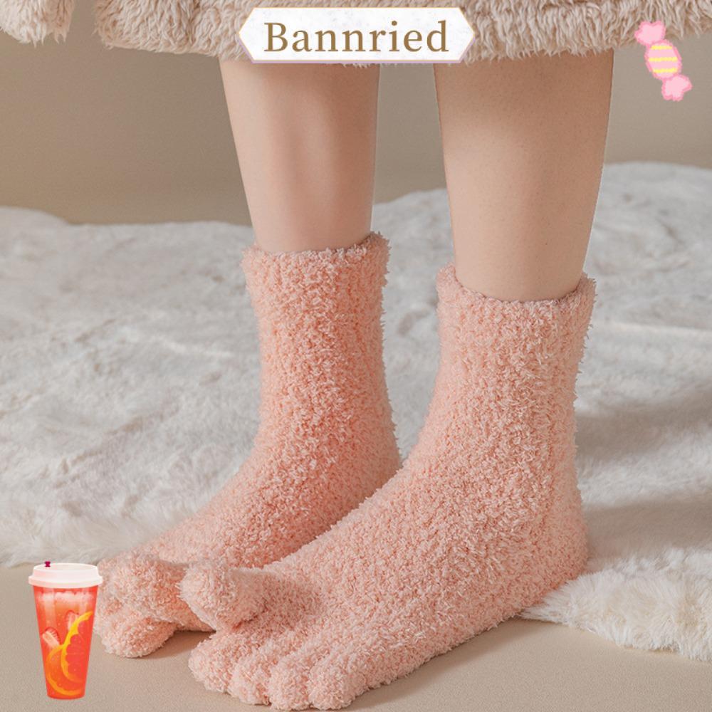 BANNRIEDSG Warm Fuzzy Five Toe Sock, Warm Soft and Skin Friendly Soft Fluffy Cozy หนาถุงเท้าความร้อน