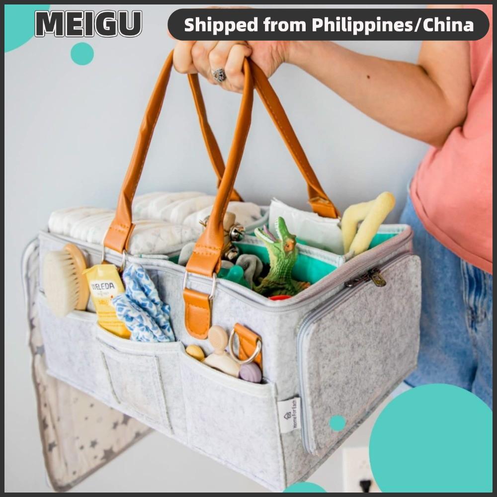 MEIGU Mommy Bag, กระเป๋าเก็บผ้าอ้อมเด็กความจุขนาดใหญ่กระเป๋าขนาดใหญ่, Felt Portable Nursery Organize