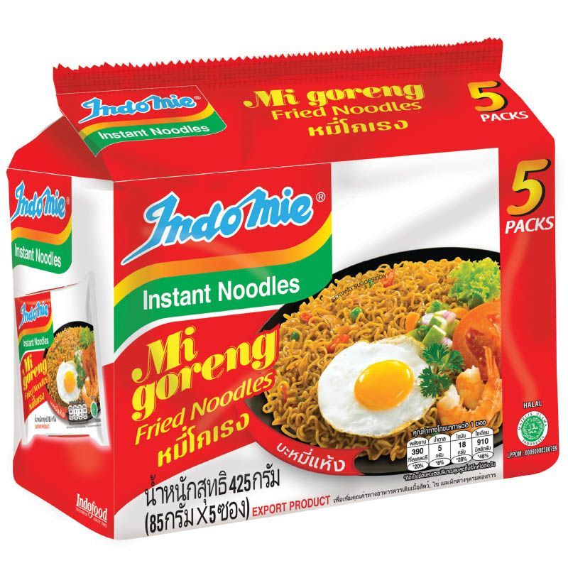 อินโดหมี่เส้นหมี่โกเรงแบบแห้งต้นตำรับ 85ก แพค 5 Indomie Mi Goreng Fried Noodles 85g Pack 5 [8994963003906 ]