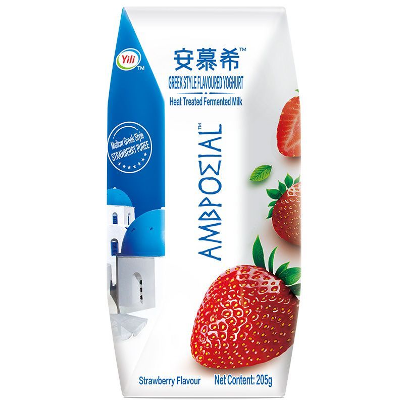แอมโบรเซียลกรีกโยเกิร์ตรสสตรอเบอรี่ 205กรัม Ambrosial Greek Yoghurt Strawberry Flavour 205g. [บาร์โค้ด 6907992515137]