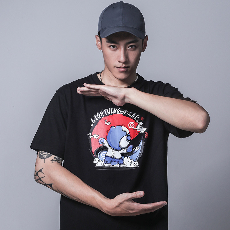 เสื้อยืดพิมพ์ลาย LBR Bear สีดํา