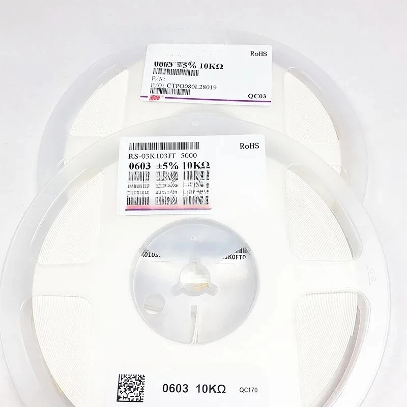 5000PCS รอกเต็ม 0603 ตัวต้านทาน SMD ความแม่นยํา 5% 0 โอห์ม ~ 10M โอห์ม 1K 2.2K 10K 100K 0 1 10 100 1