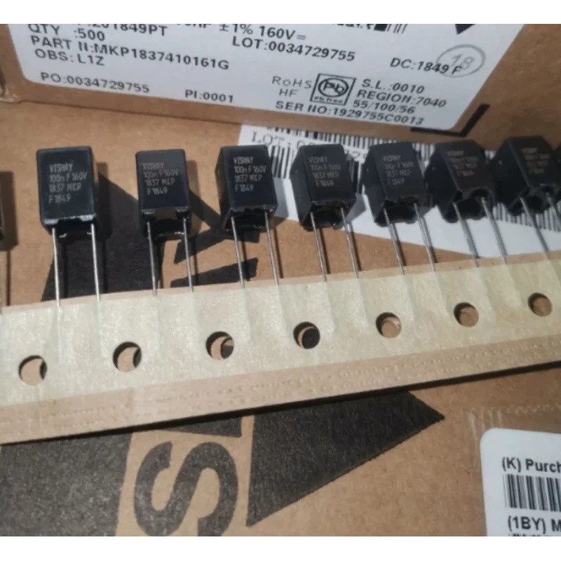 10PCS ใหม่ BC ERO MKP1837 0.1UF 160V 1% P5MM สีดําตัวเก็บประจุฟิล์ม VIS HAY-ERO 1837 104/160V 104 10
