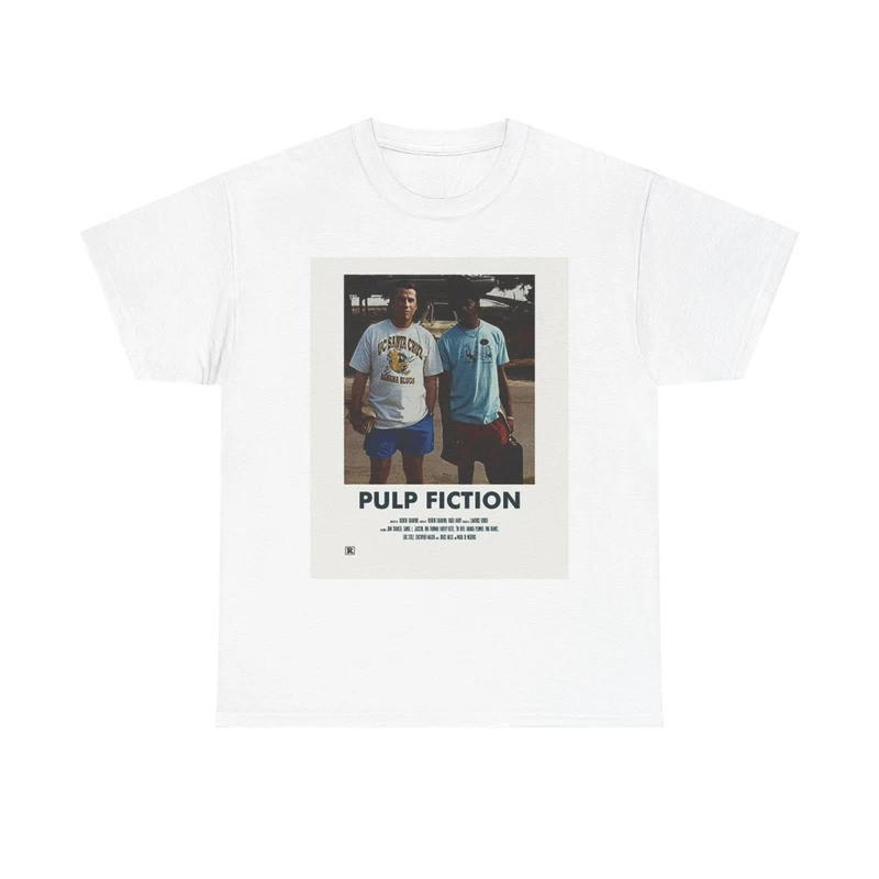 เสื้อยืดลายกราฟิก Pulp Fiction สไตล์เรโทร ผ้าคอตตอนหนา ใส่ได้ทั้งชายและหญิง